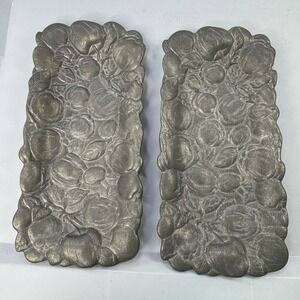 Set Of 2 Vintage Peltrina Pewter Relish Cheese Serving Tray Dish Apple Embossed
